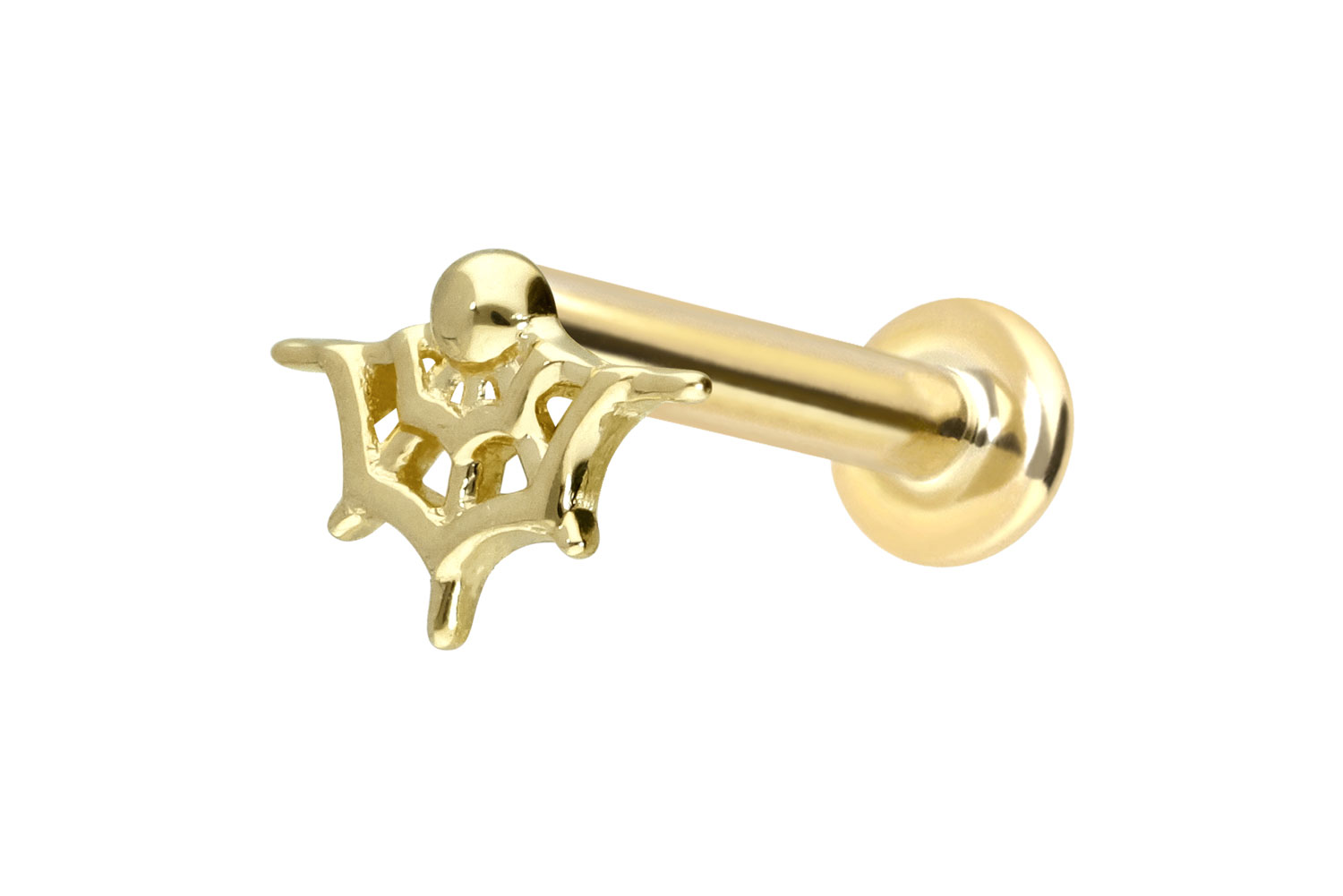 14 Karat Gold Labret Piercing mit Innengewinde SPINNENNETZ